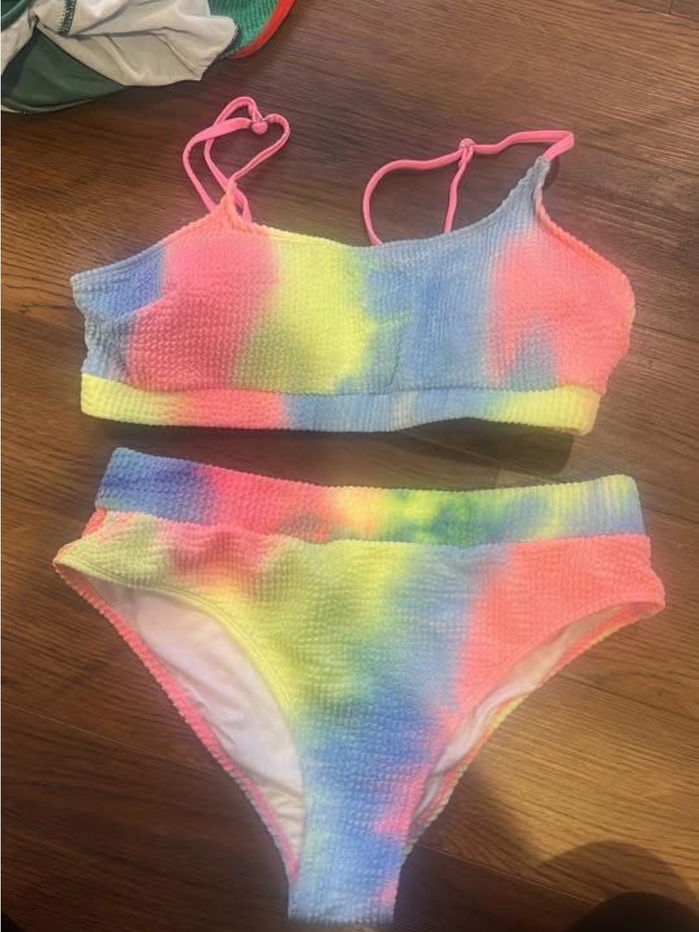 Tie-Dye Textured Two-Piece Bikini - Neon Rainbow
